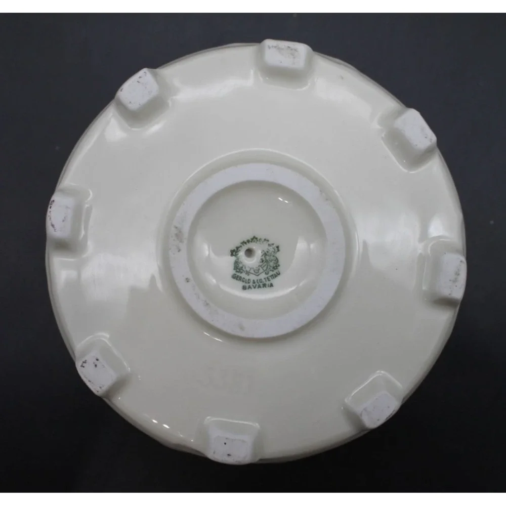Gerold Porzellan Bavaria Bisque Doves Tealight Candle Holder White Red Gold Trim